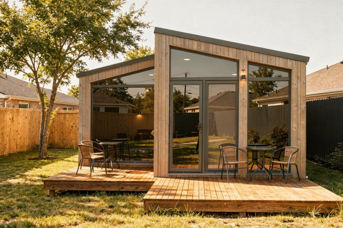 Detached backyard ADU unit built in Dallas Texas by Go ADU Dallas